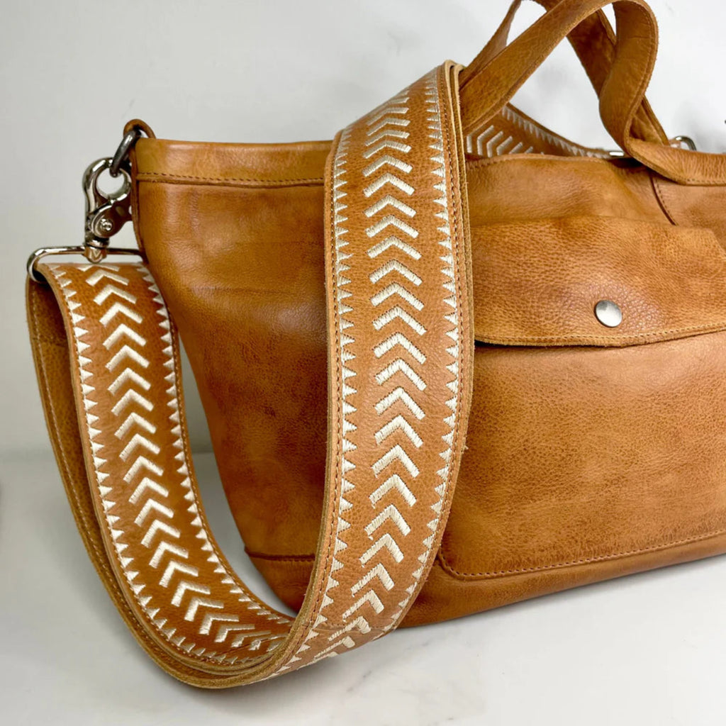 Archer Wide Woven Shoulder Strap - Cognac