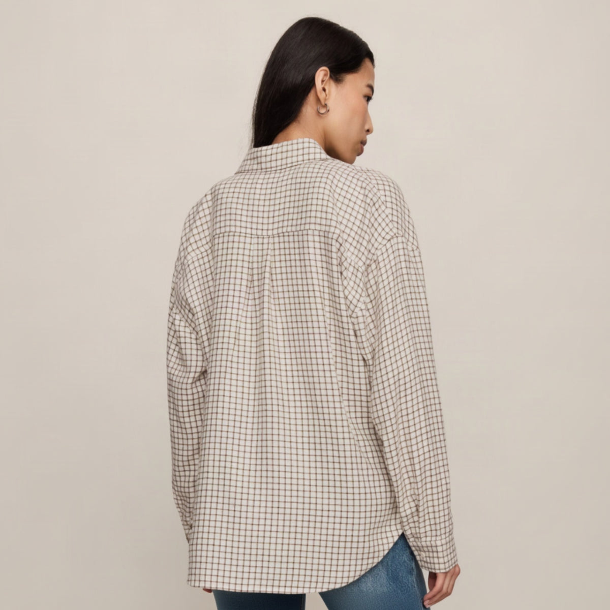 River Plaid Button Up - Frosted Pearl
