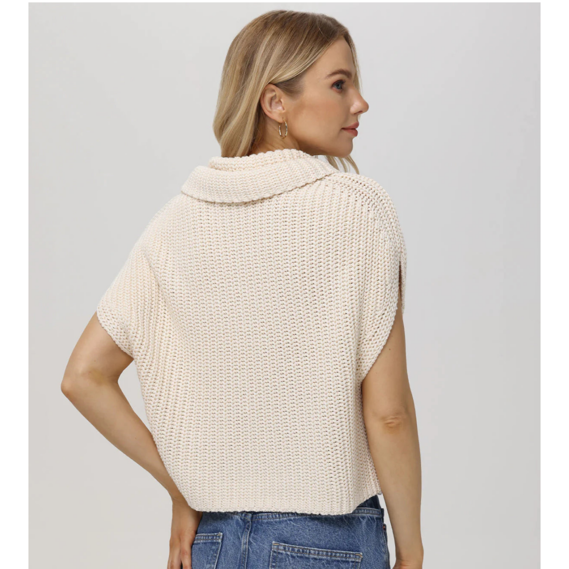 Cate Sleeveless Turtleneck Sweater - Cream