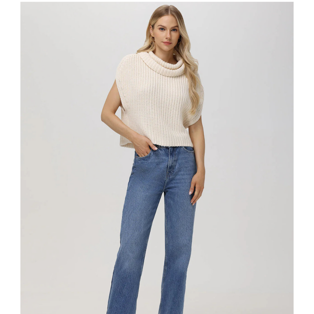 Cate Sleeveless Turtleneck Sweater - Cream