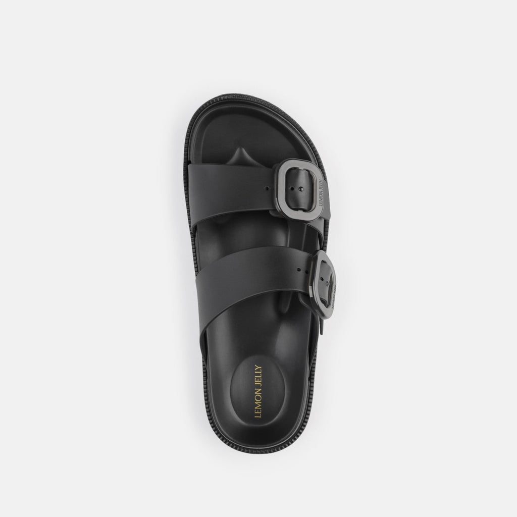 Elise Lilou Sandal Lucite Buckle- Black