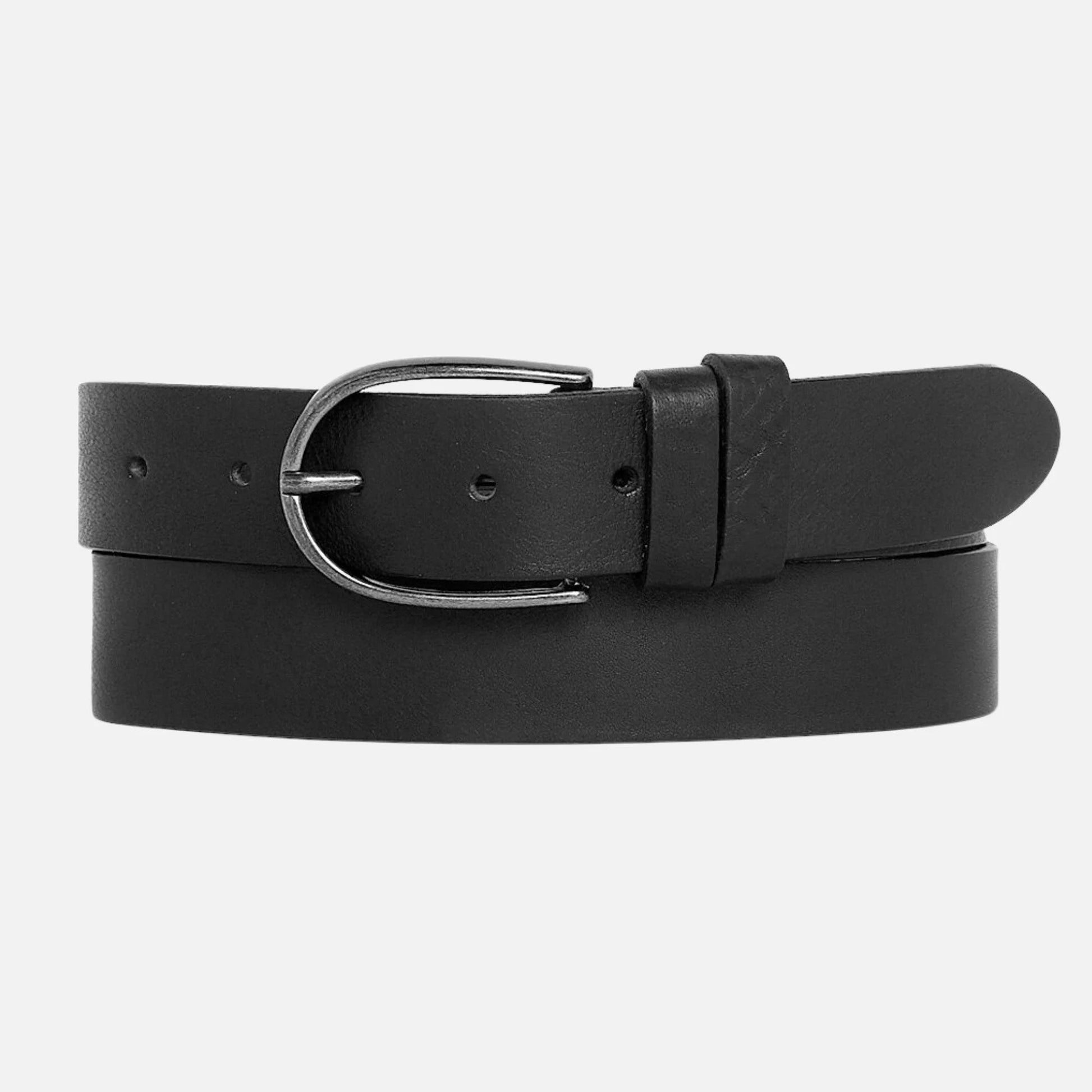 Dieke Belt Silver Buckle Black