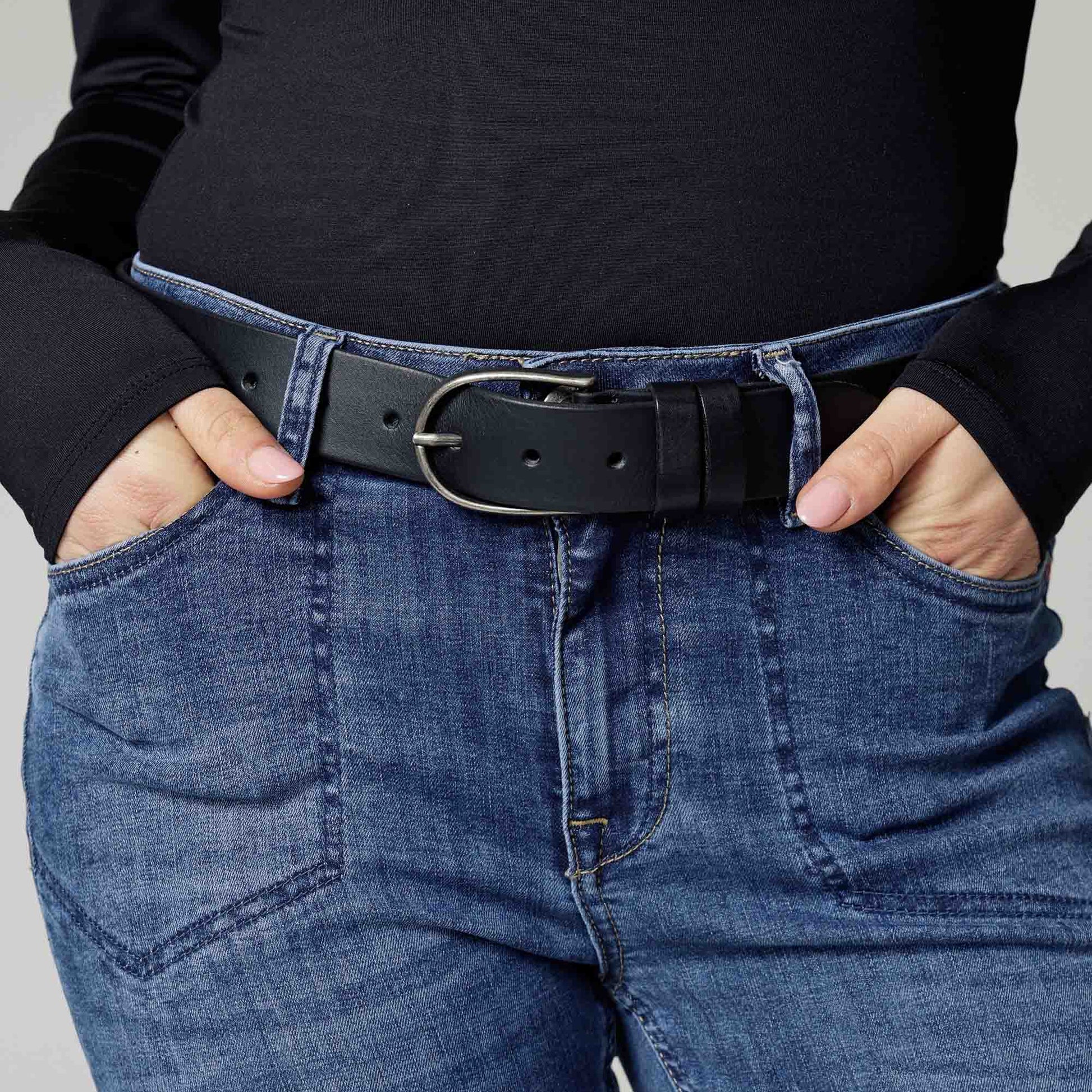 Dieke Belt Silver Buckle Black