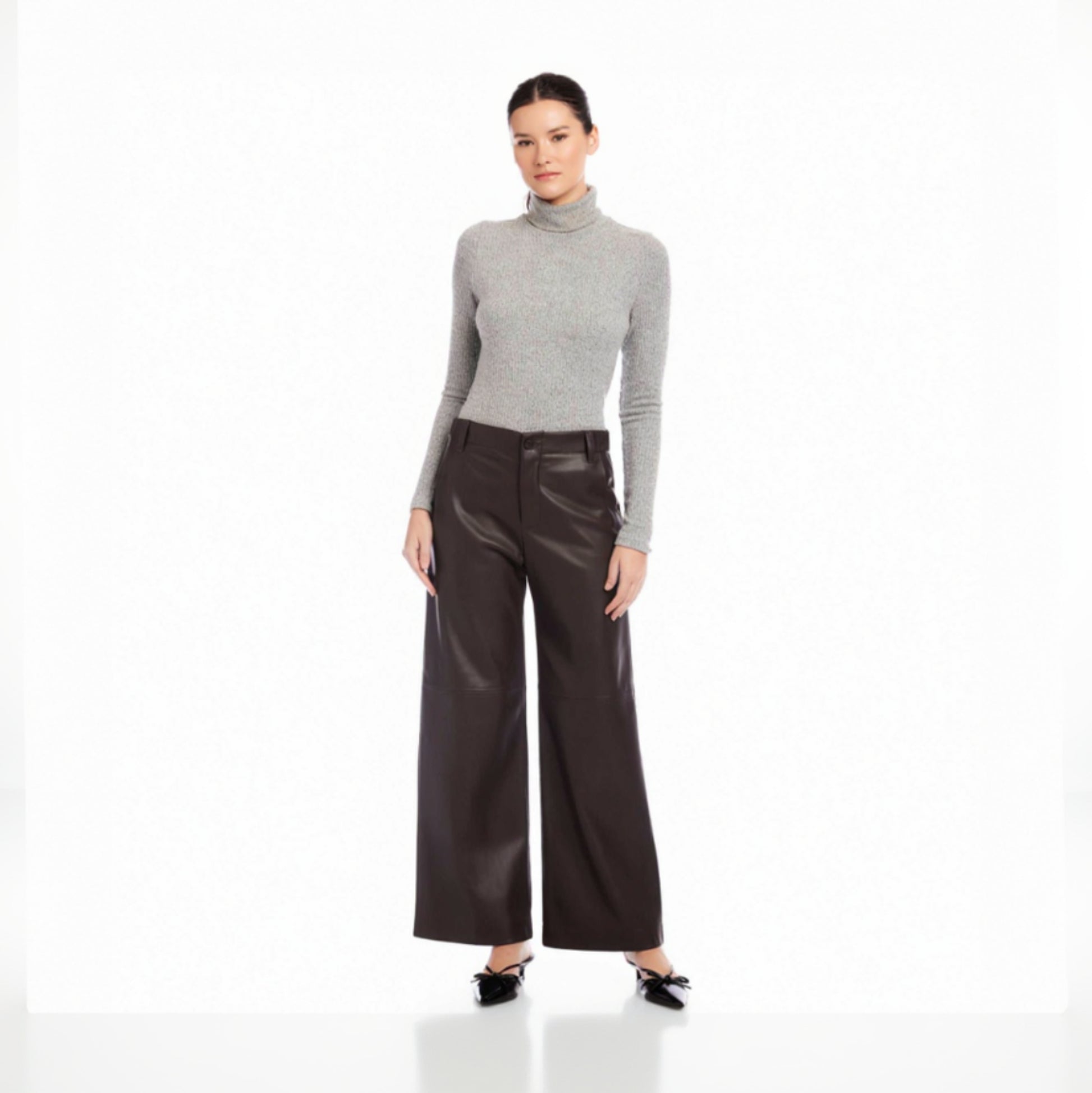 Lara Faux Leather Pants - Brown