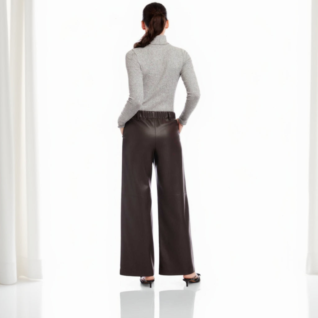 Lara Faux Leather Pants - Brown
