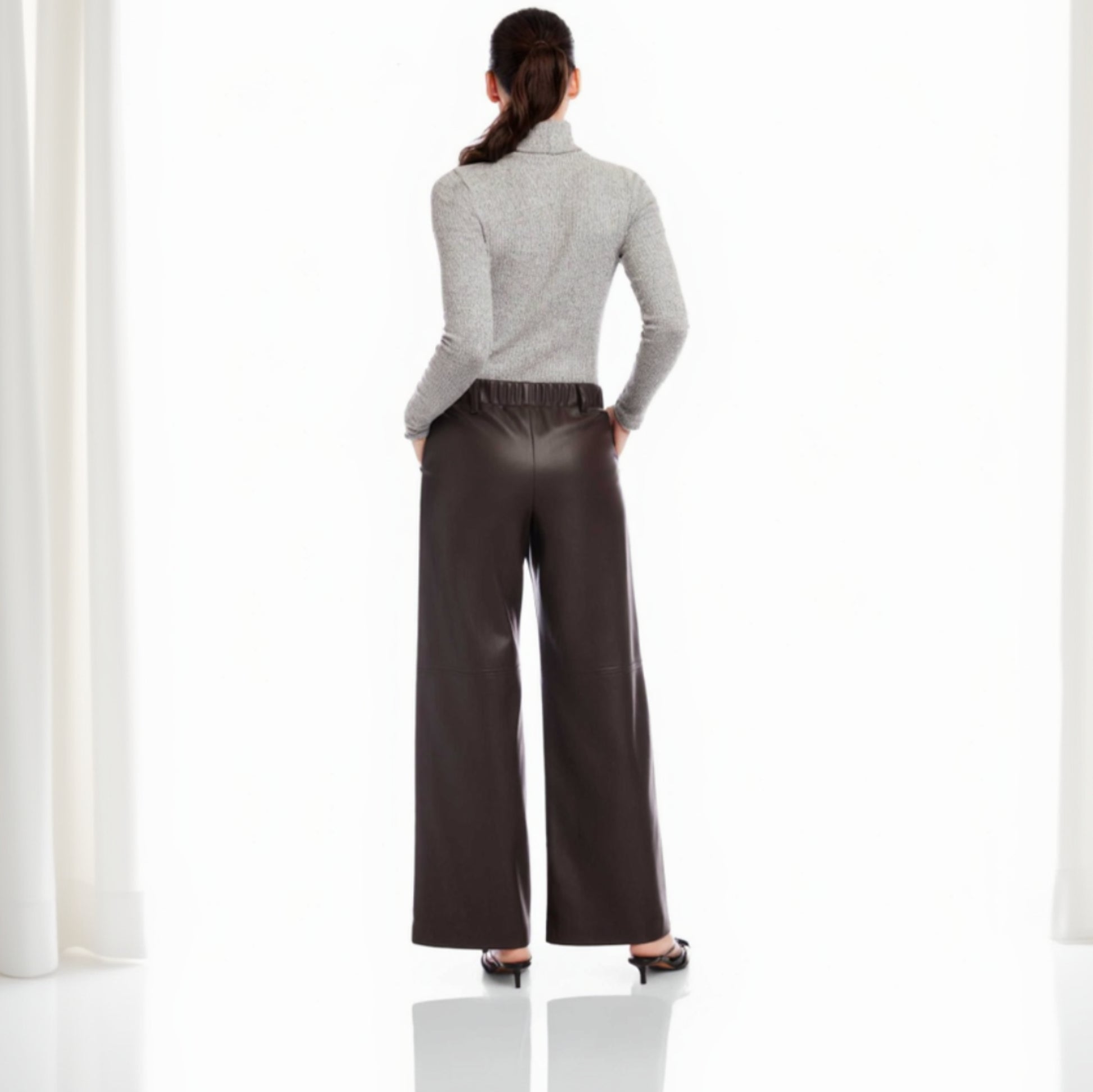 Lara Faux Leather Pants - Brown