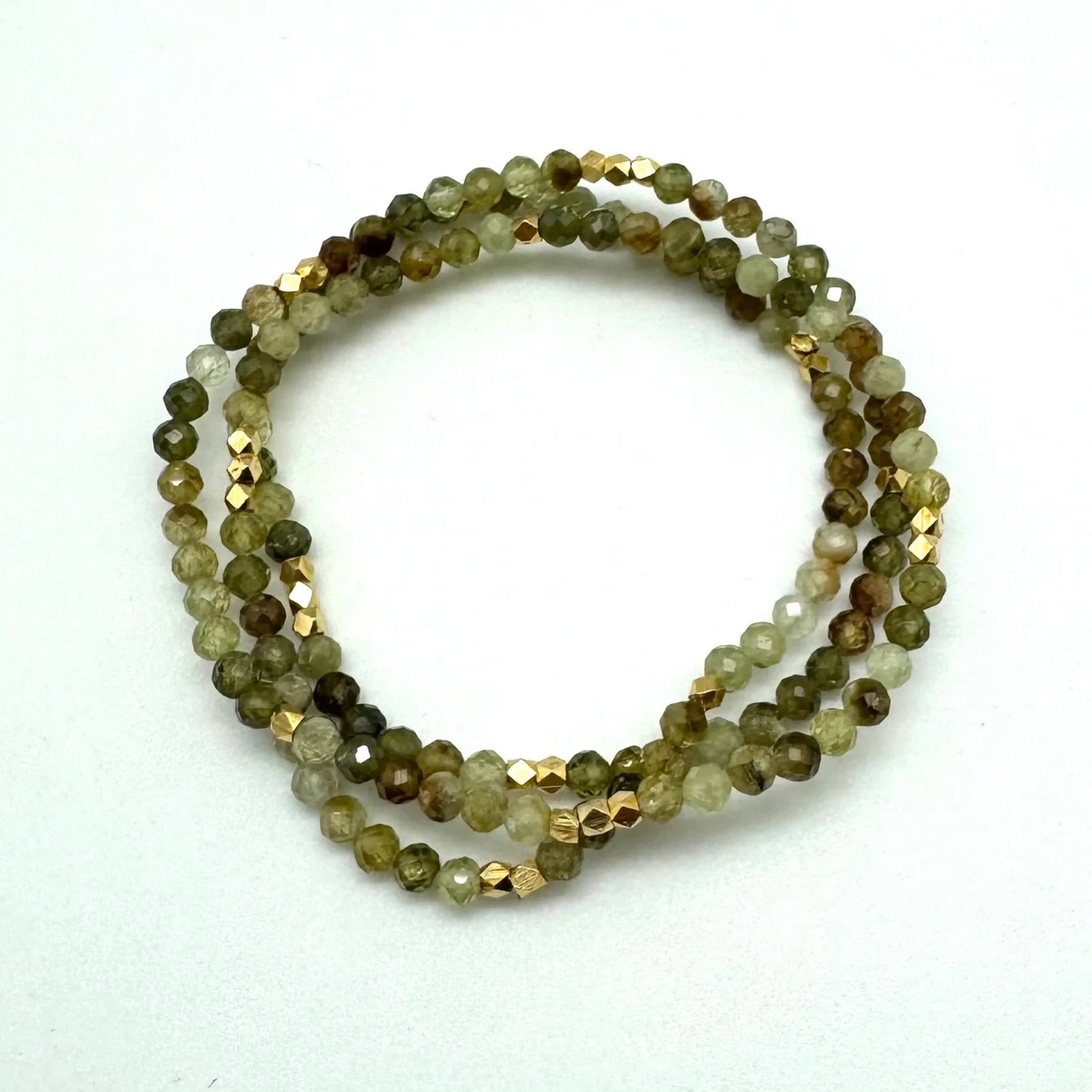 Sigrid Beaded Bracelet - Moss Garnet