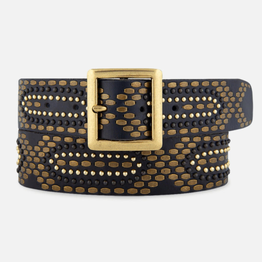 Daya Studded Leather Belt Black
