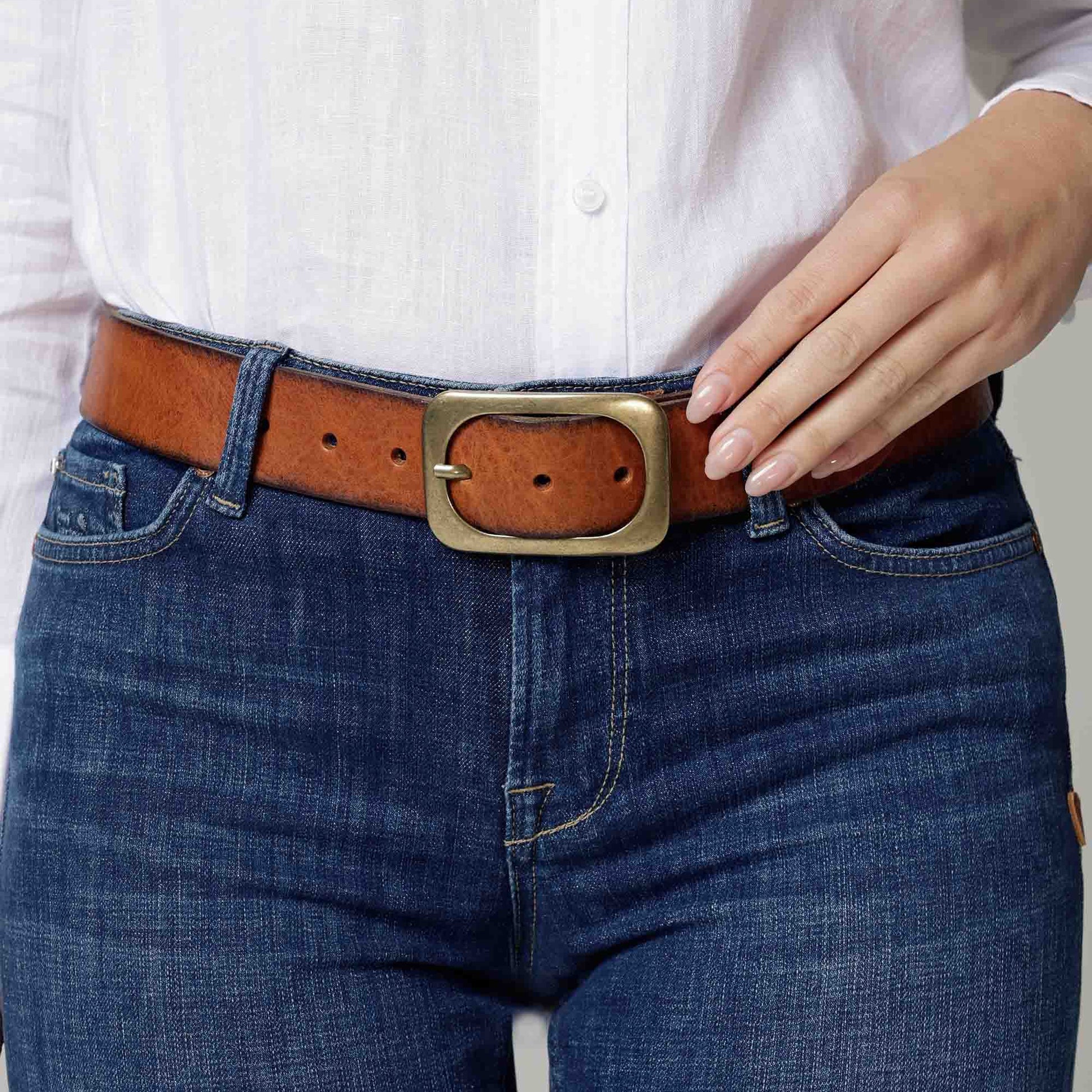 Jodi Belt Cognac Gold Buckle