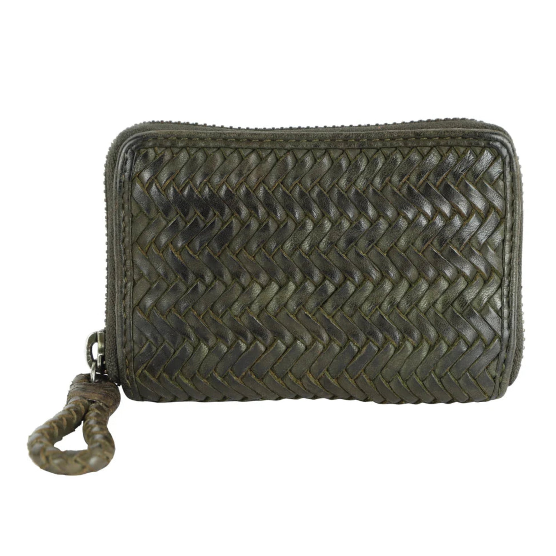 Smith Woven Leather Wallet - Olive