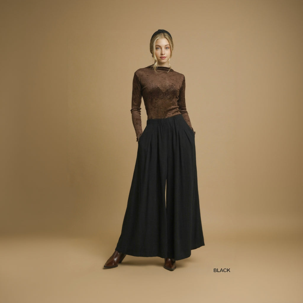 Linen High-Waisted Wide Leg - Black