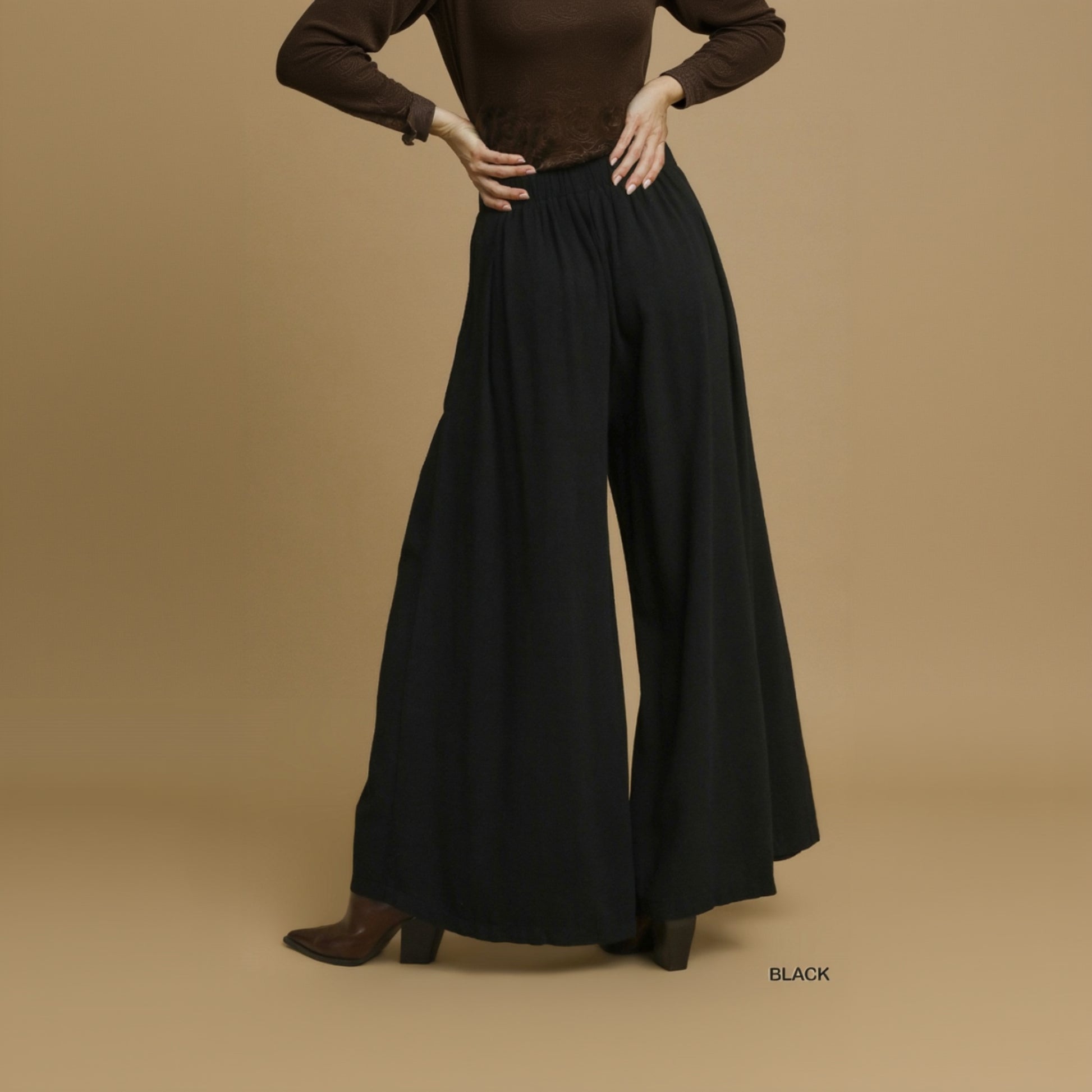 Linen High-Waisted Wide Leg - Black
