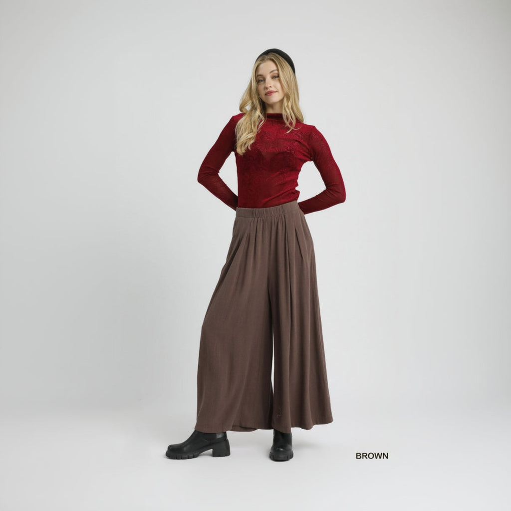 Linen High-Waisted Wide Leg - Brown