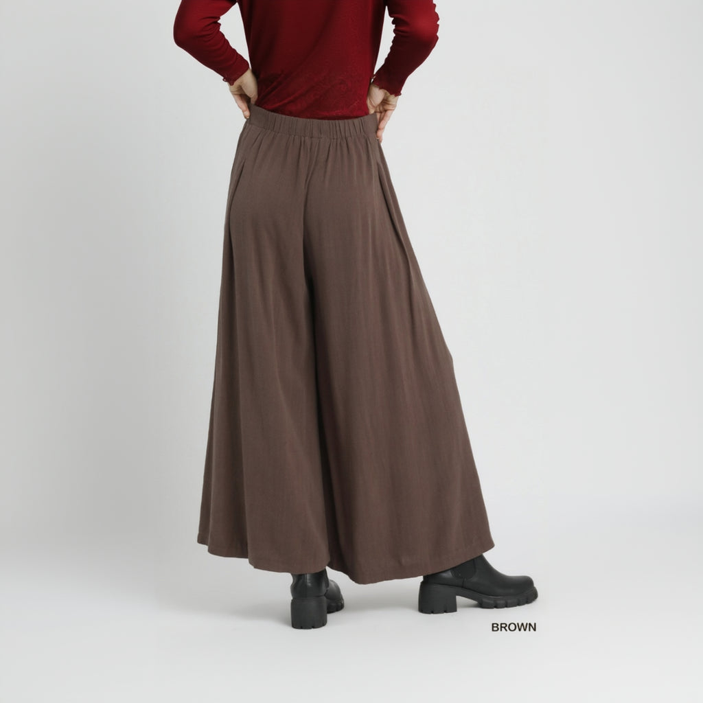 Linen High-Waisted Wide Leg - Brown