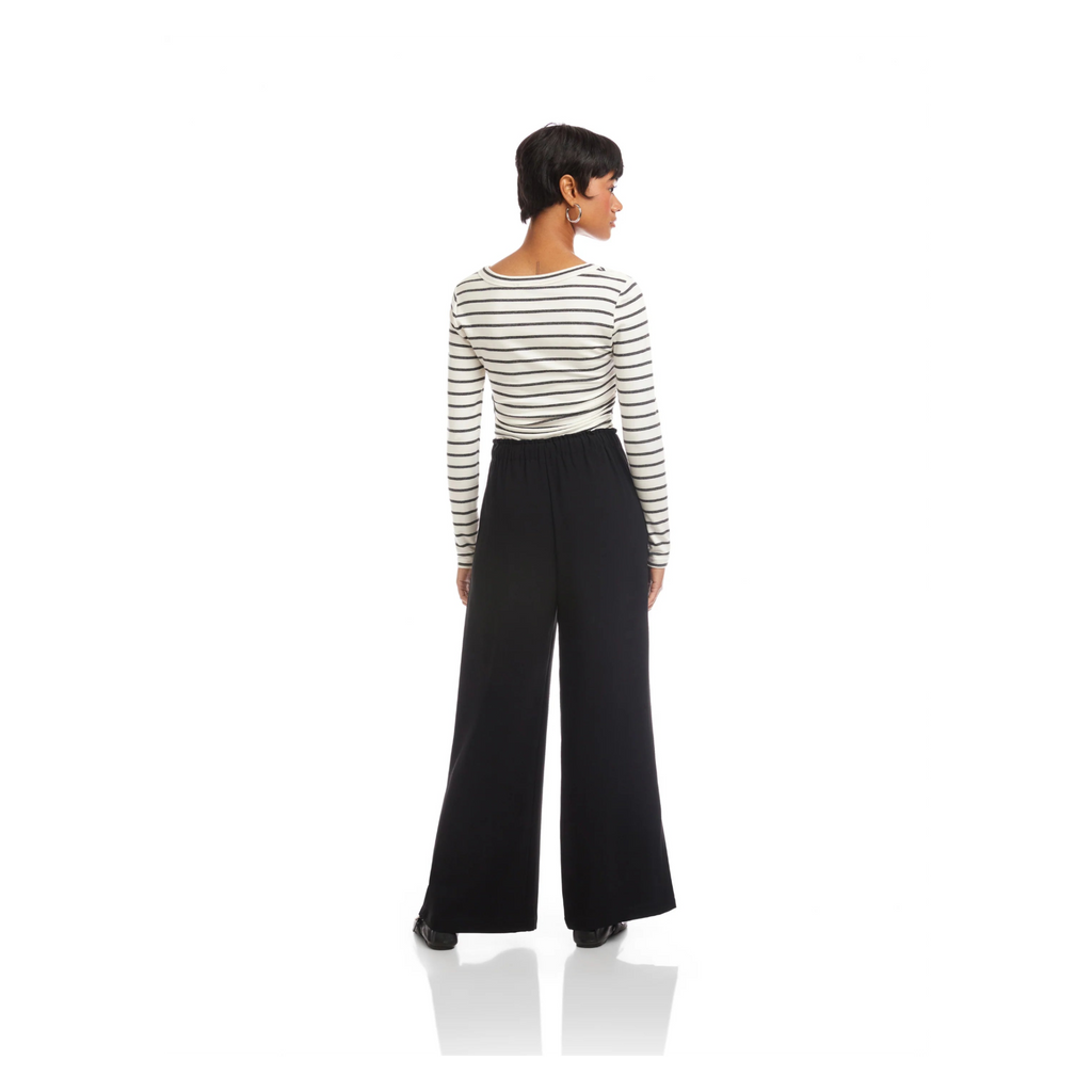Helen Pants Wide Leg w/ Slit - Black