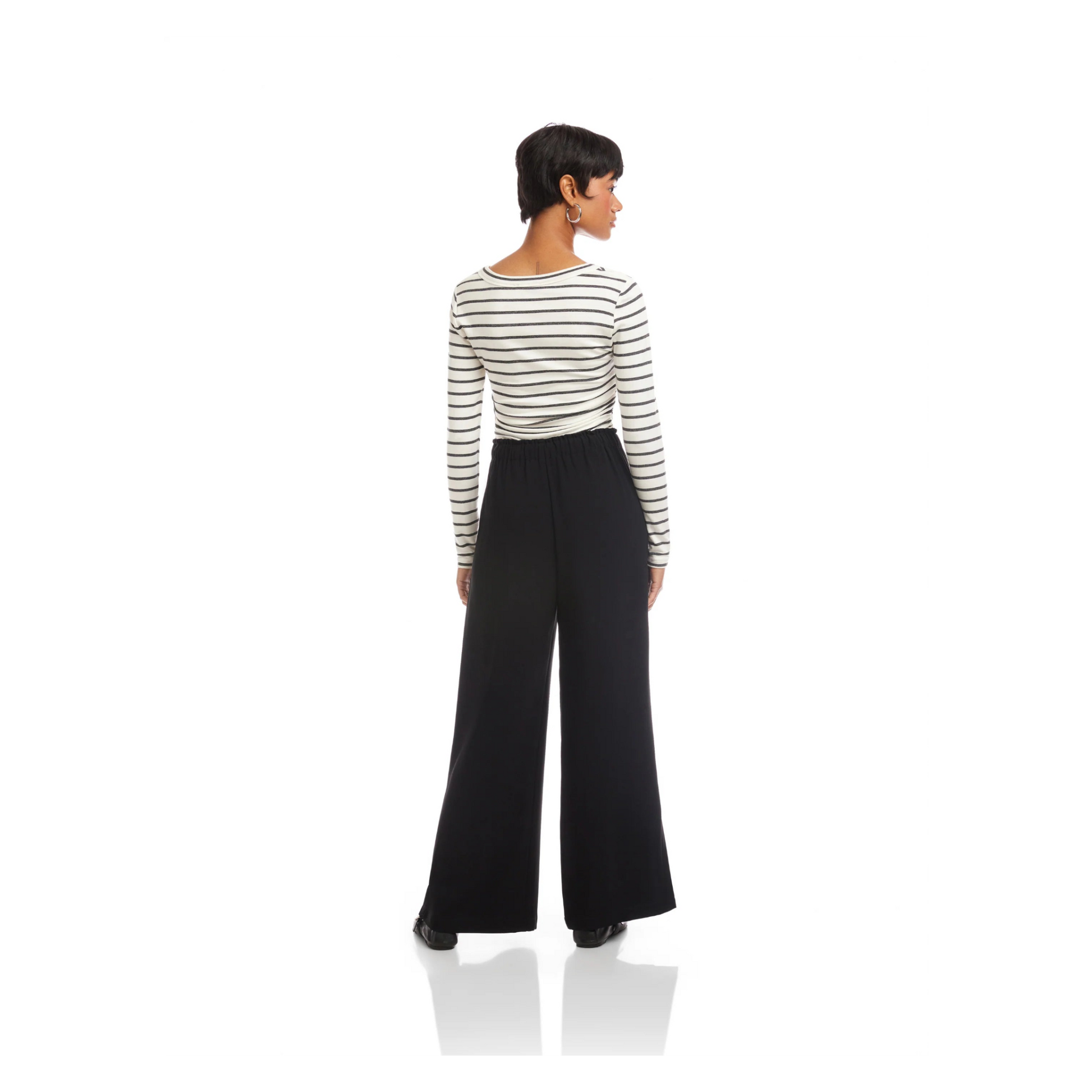 Helen Pants Wide Leg w/ Slit - Black