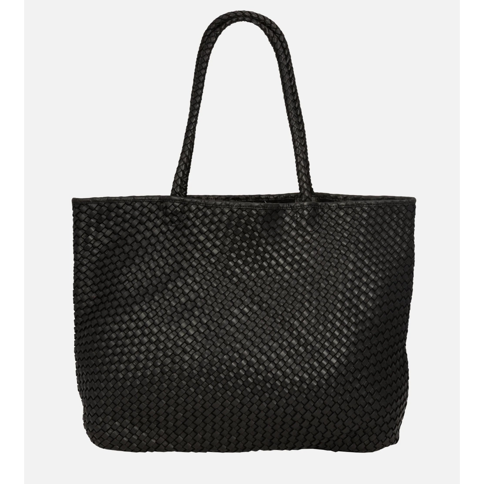 Taylor Woven Leather Tote Bag Black