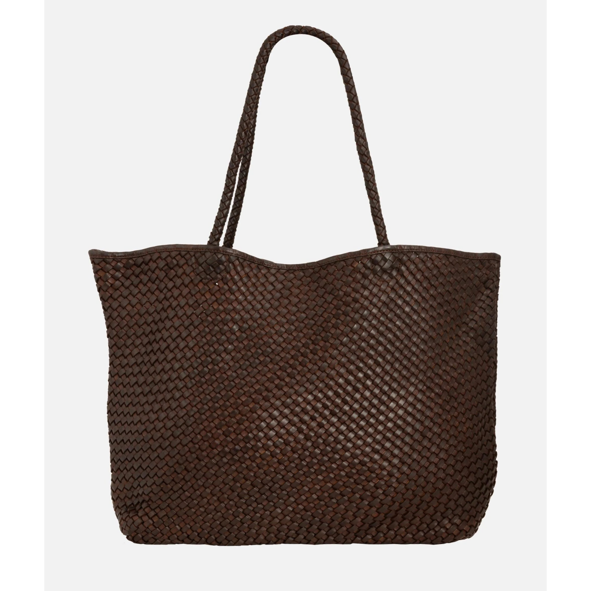 Taylor Woven Leather Tote Bag Brown