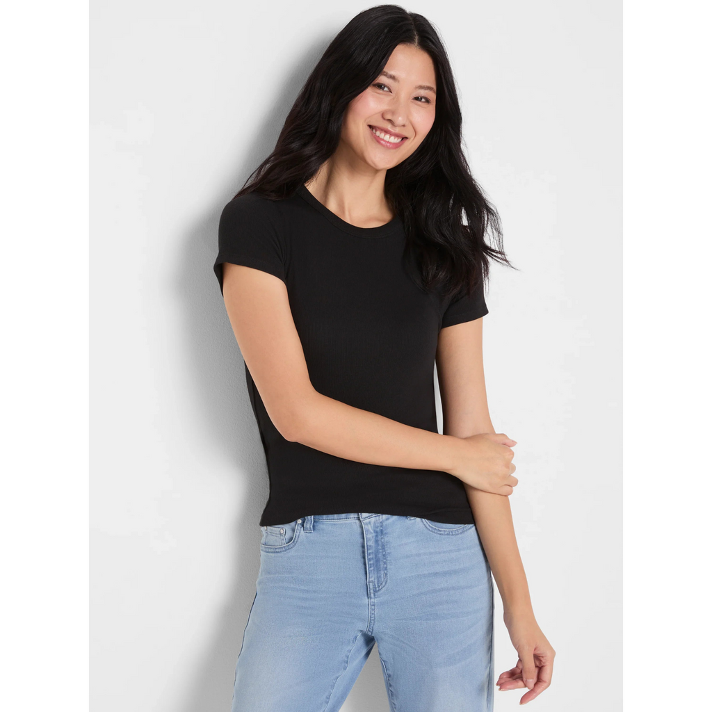 Perfect Knit Rib Short Sleeve Tee - Black Onyx