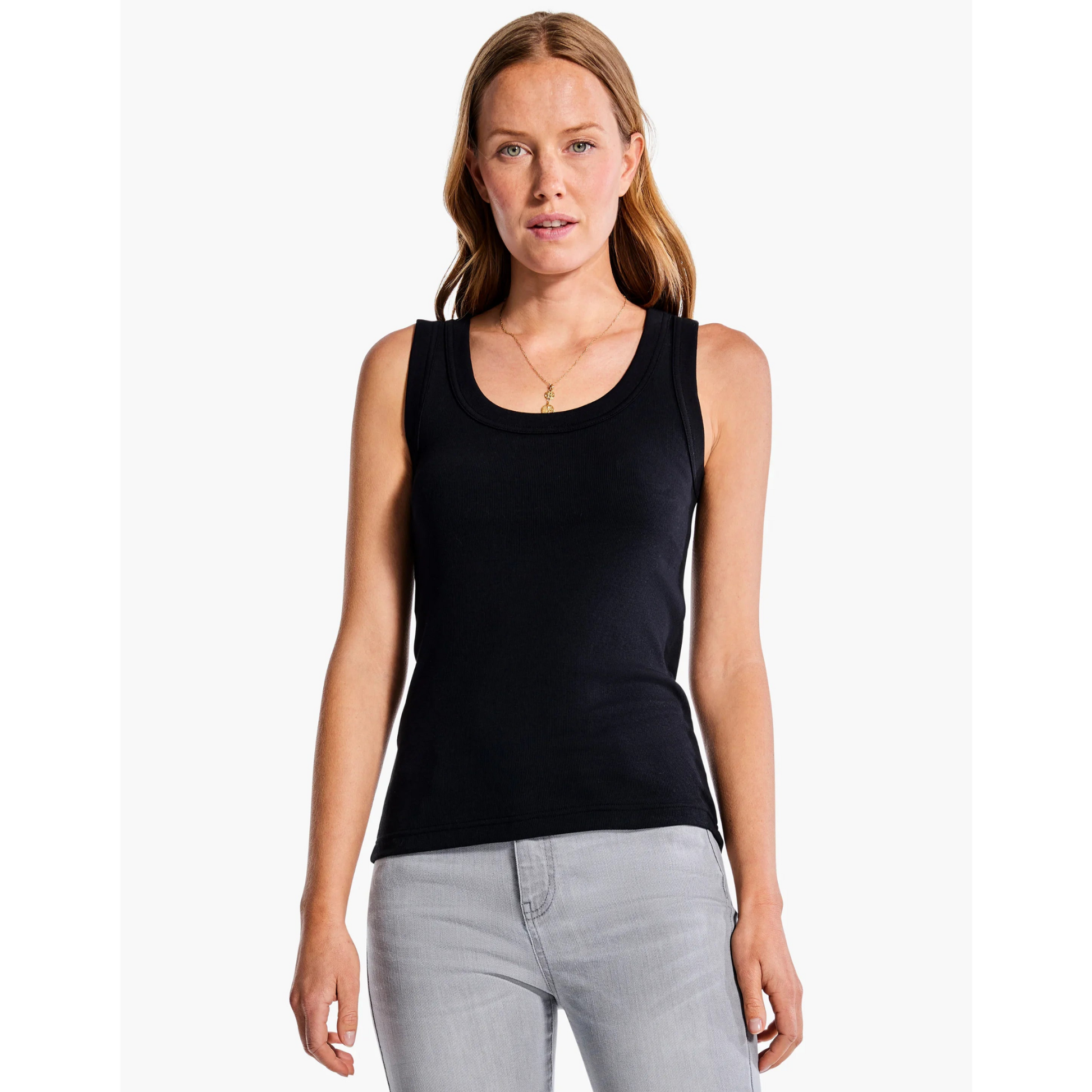 Perfect Knit Rib Scoop Tank - Black Onyx
