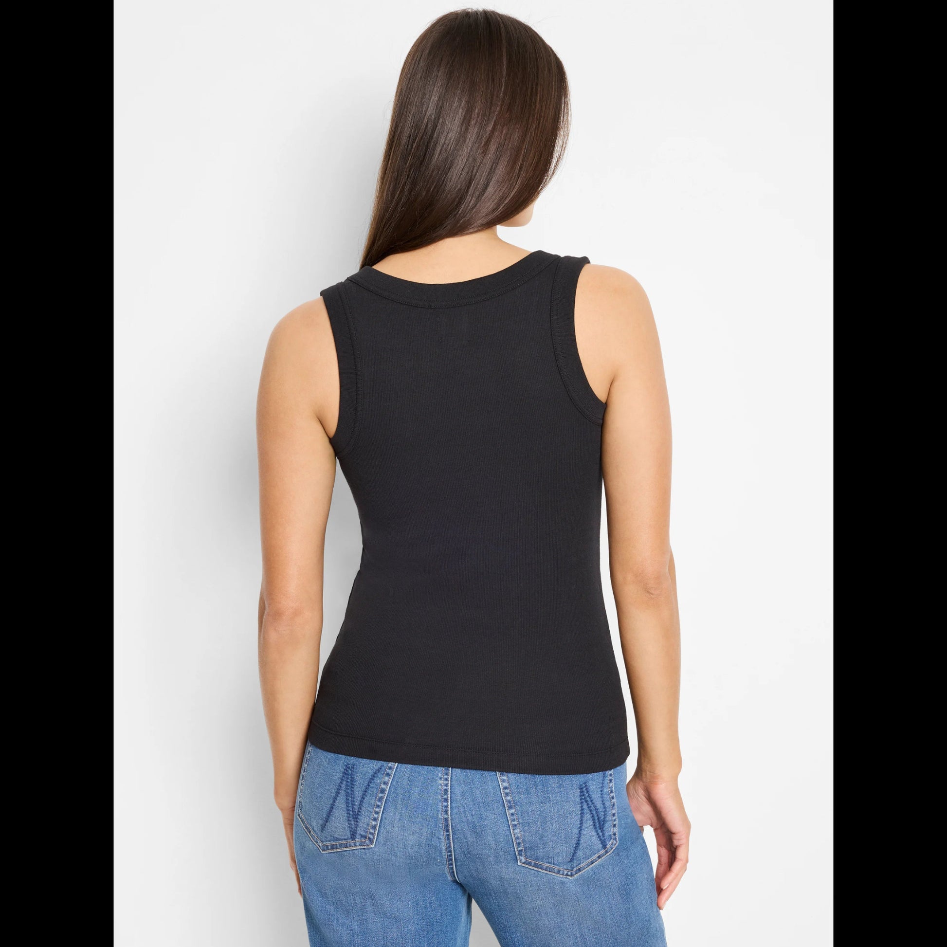 Perfect Knit Rib Scoop Tank - Black Onyx