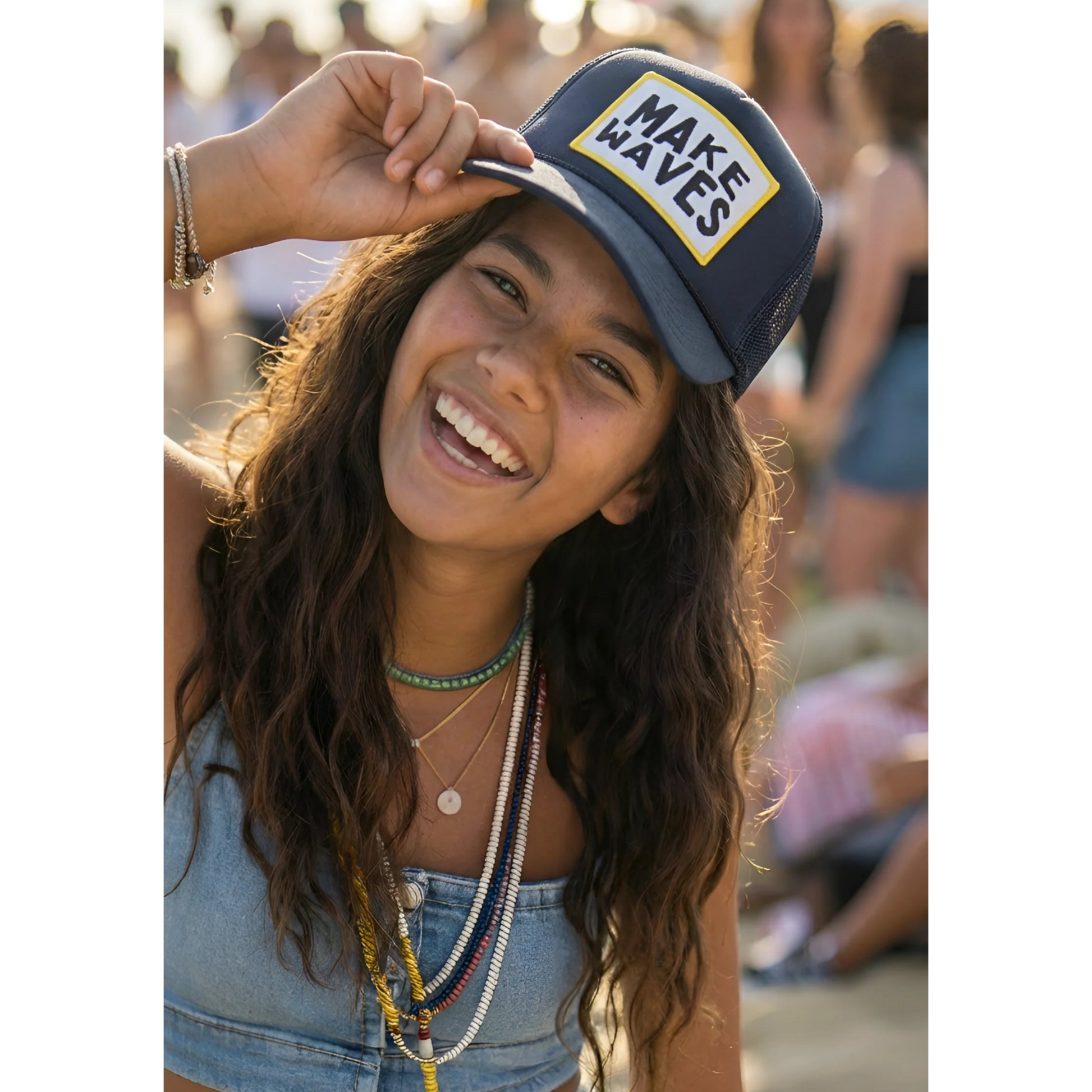 Make Waves Trucker Hat in Navy