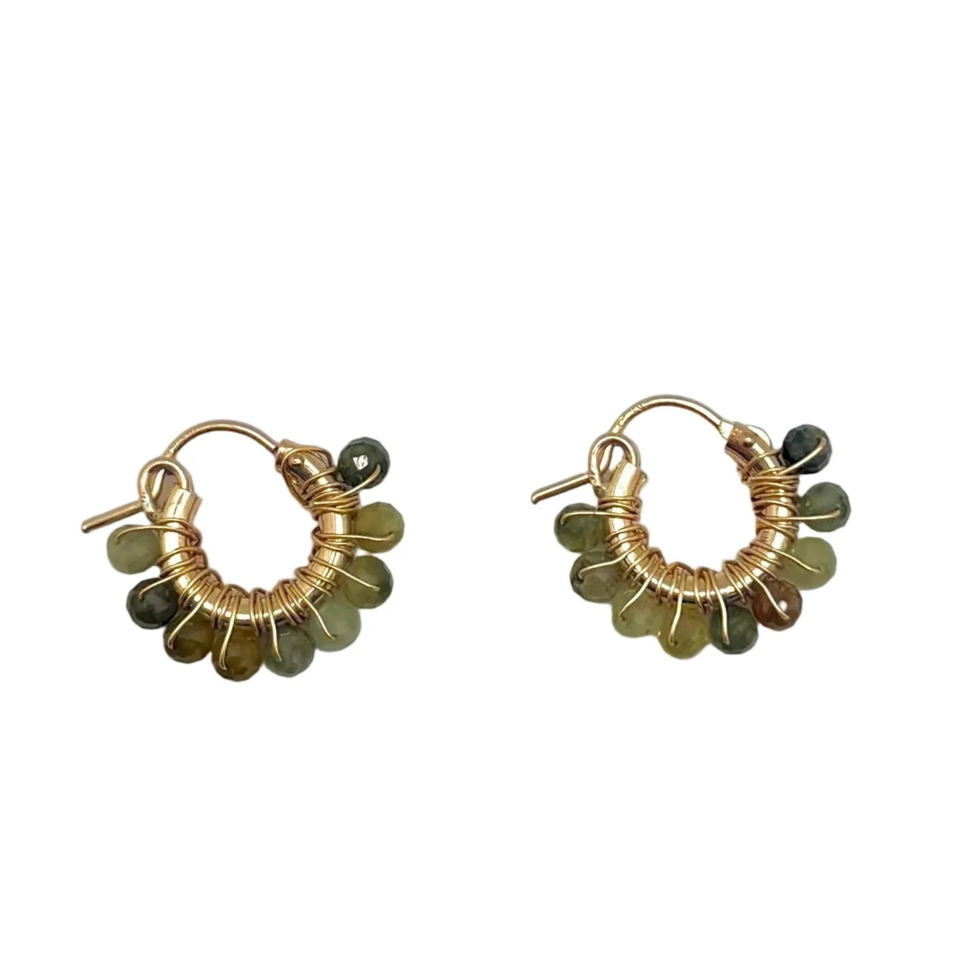 Diddi Mini Beaded Hoop - Moss Garnet