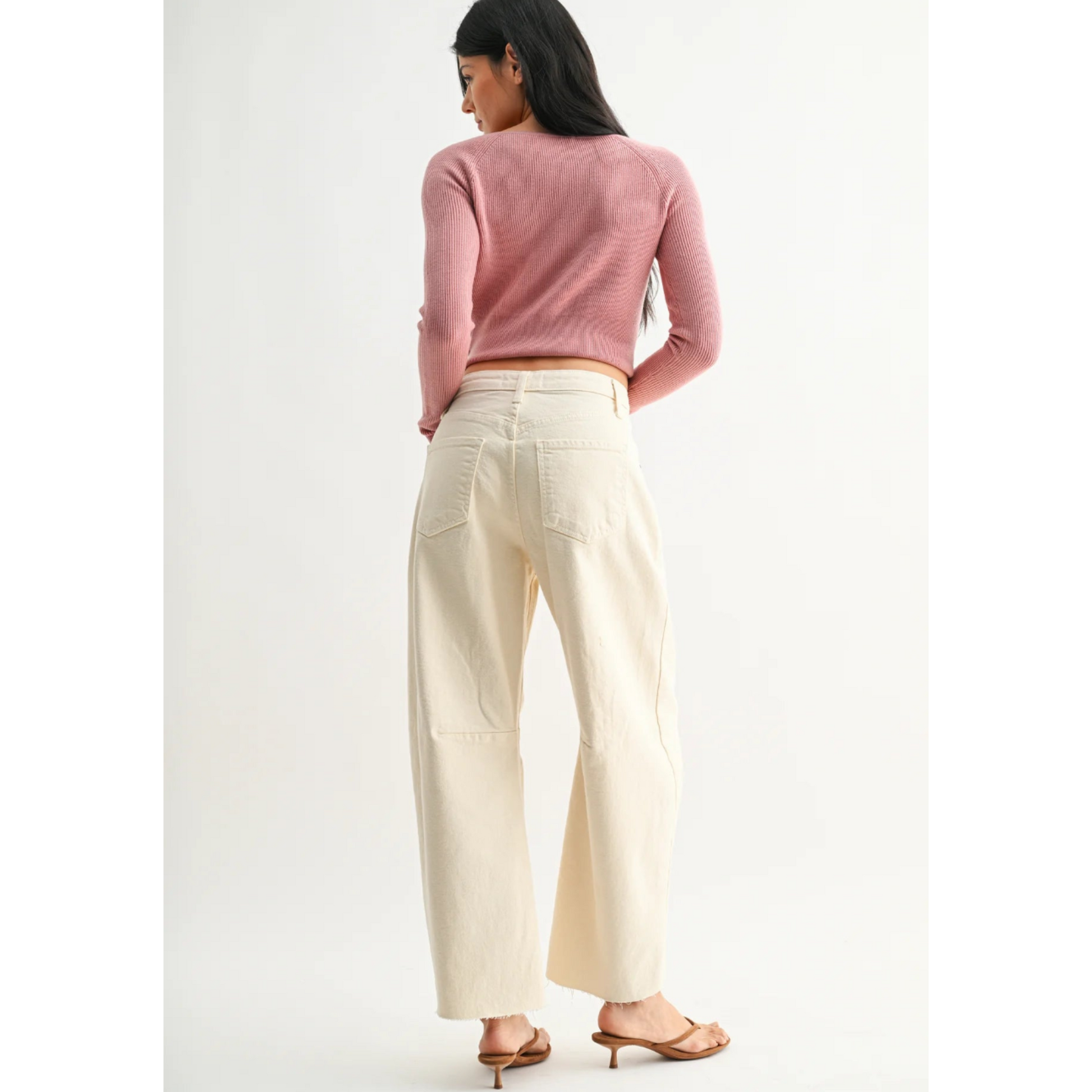 Barrel Jeans w/ Seam - Almond