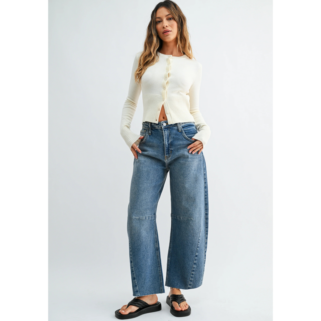 Barrel Jeans w/ Seam - Medium Denim