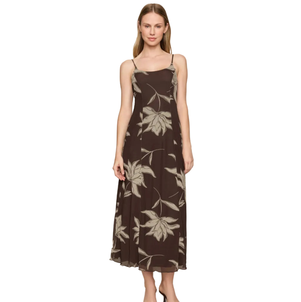 Charisma Floral Midi Dress - Dark Chocolate