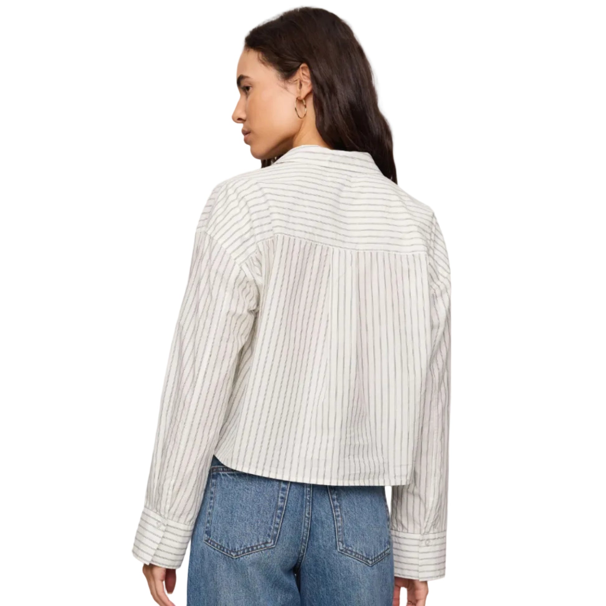 Favorite Striped Button Up Top - White