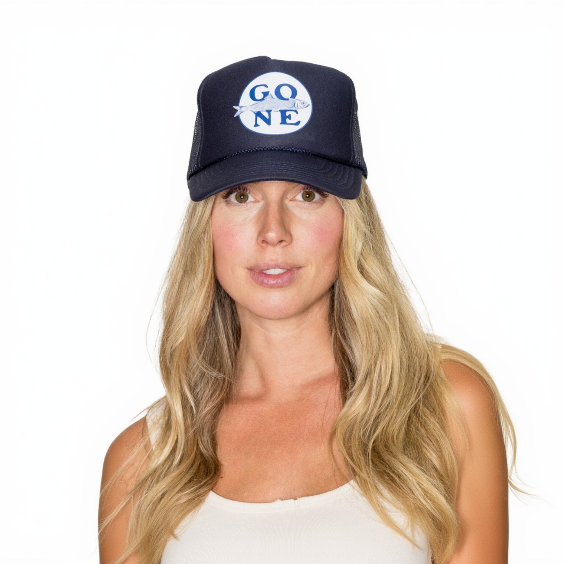 Gone Fishin Trucker Hat in Navy Split
