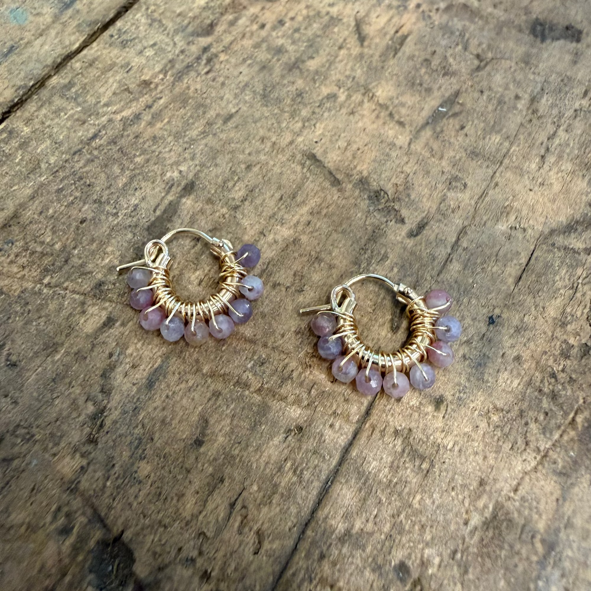 Diddi Mini Beaded Hoop - Pink Tourmaline