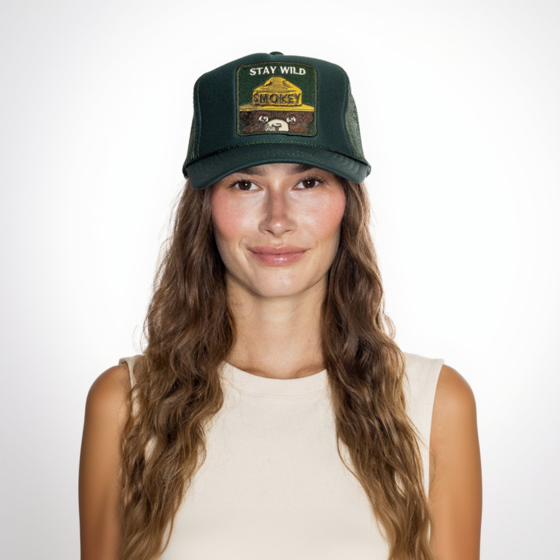 Stay Wild Trucker Hat - Emerald Green