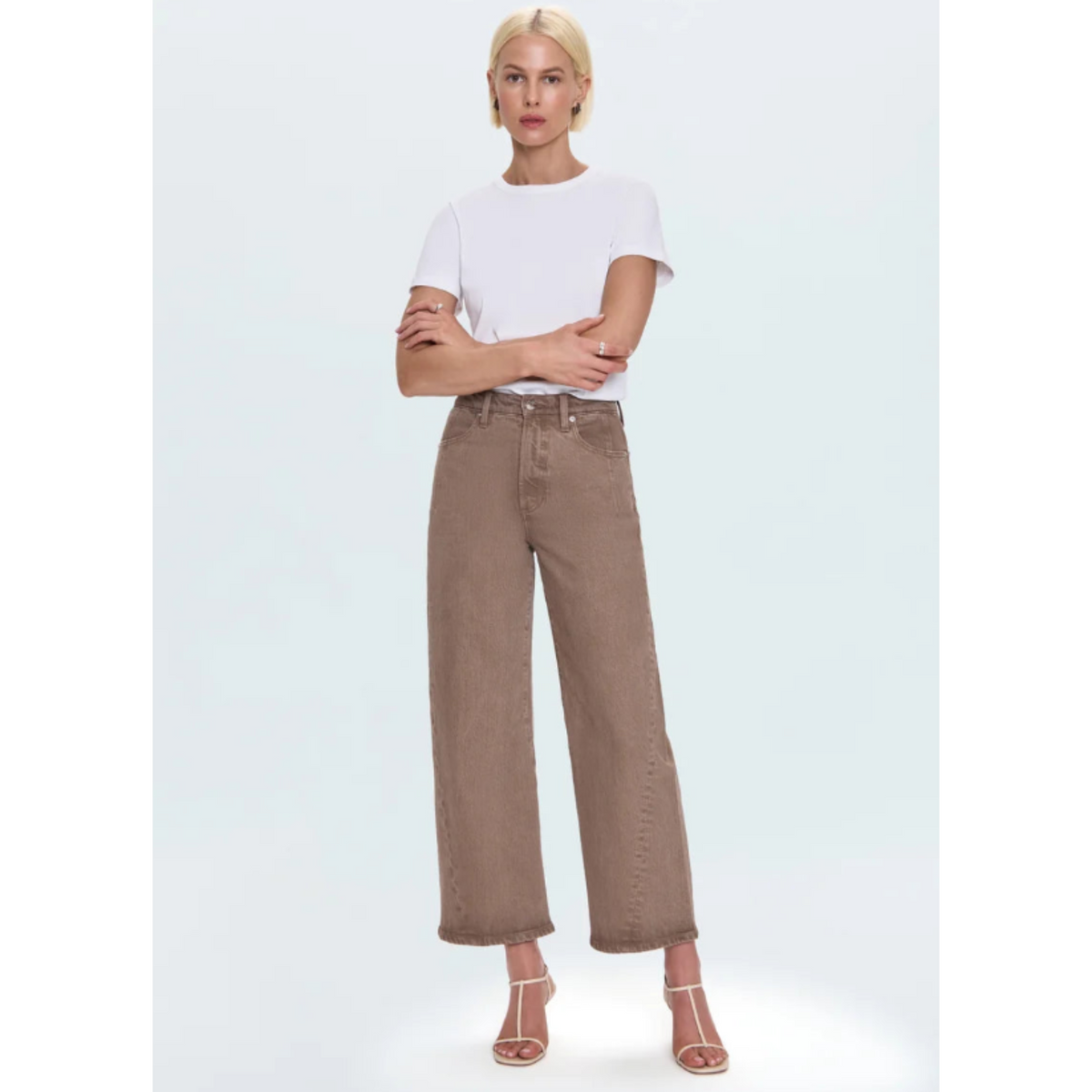 Kyra High Rise Bowed Wide Leg - Tannin