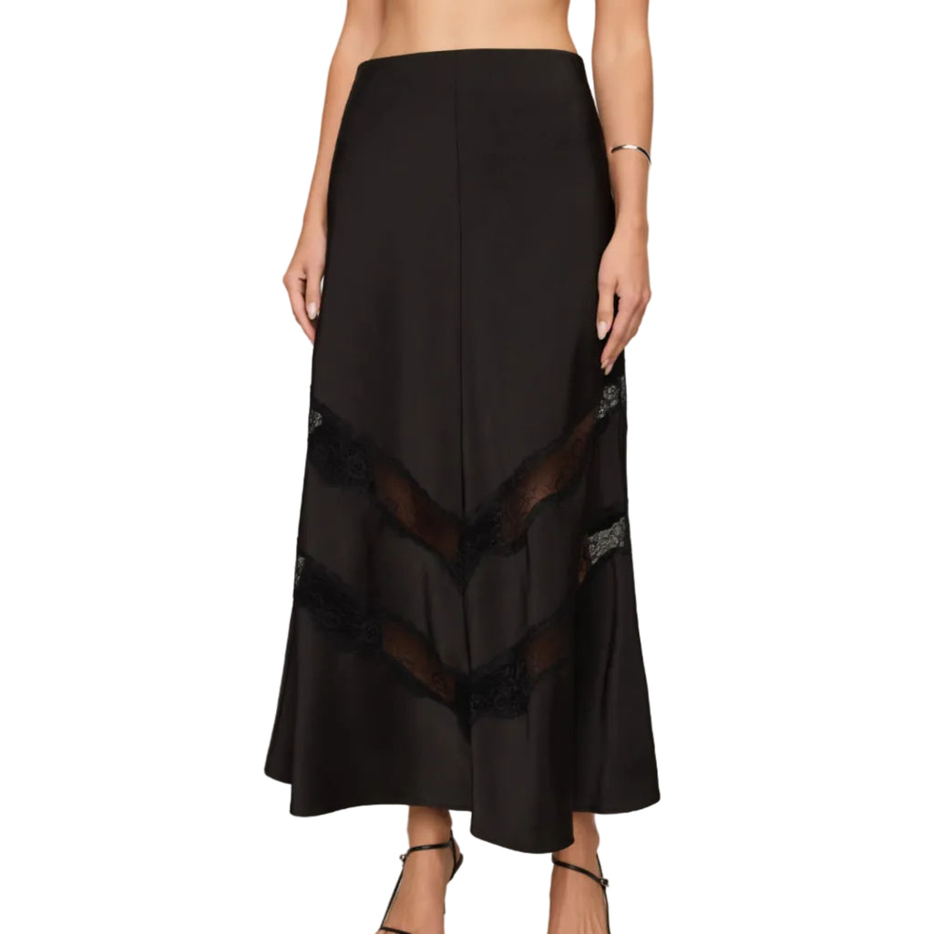 Kori Lace Inset Skirt - Black