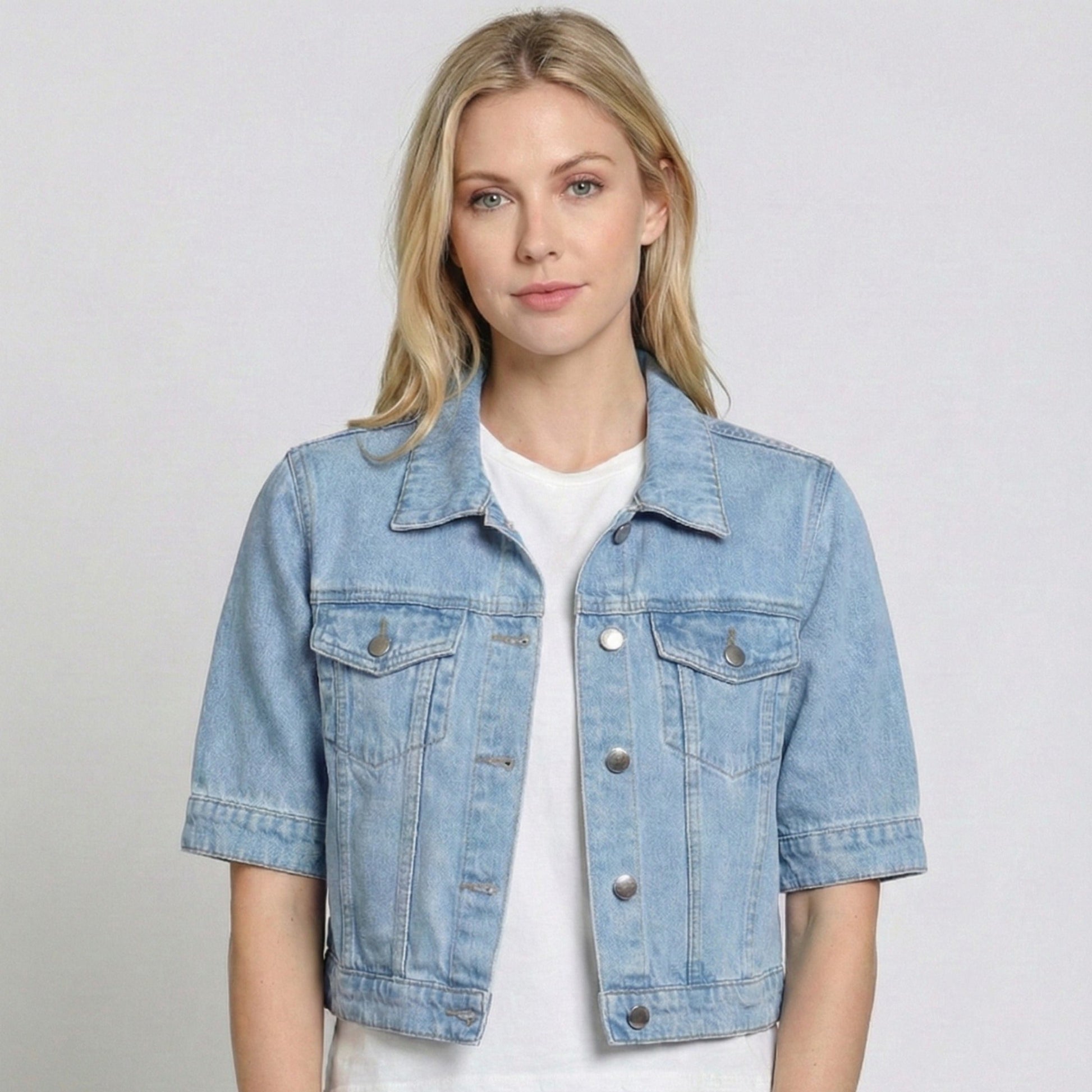 Crop Jean Jacket - Light Indigo
