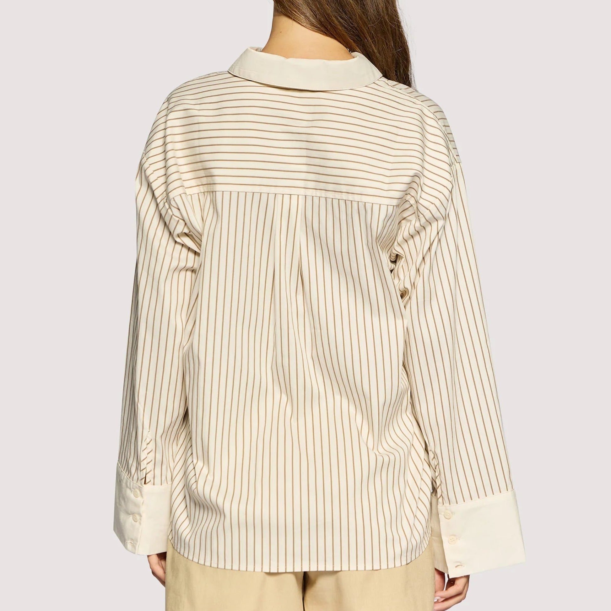 Lido Button Down Shirt - Cream Brown