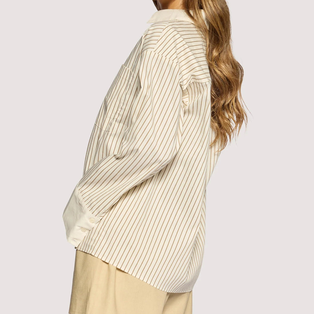 Lido Button Down Shirt - Cream Brown