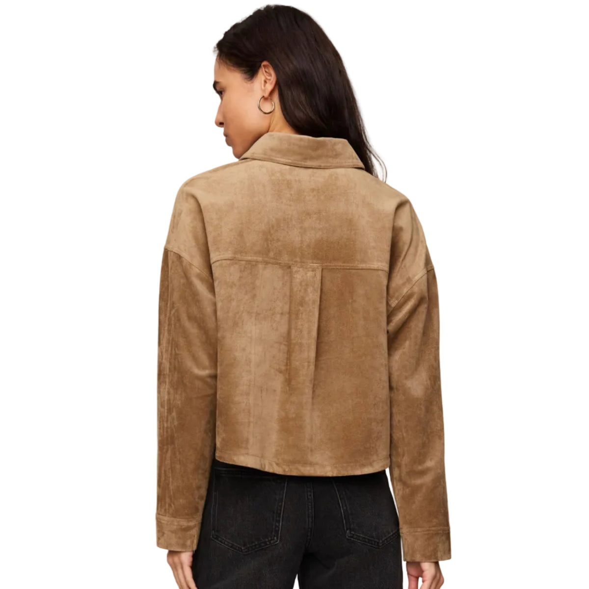 All Day Cropped Suede Jacket - Light Sand