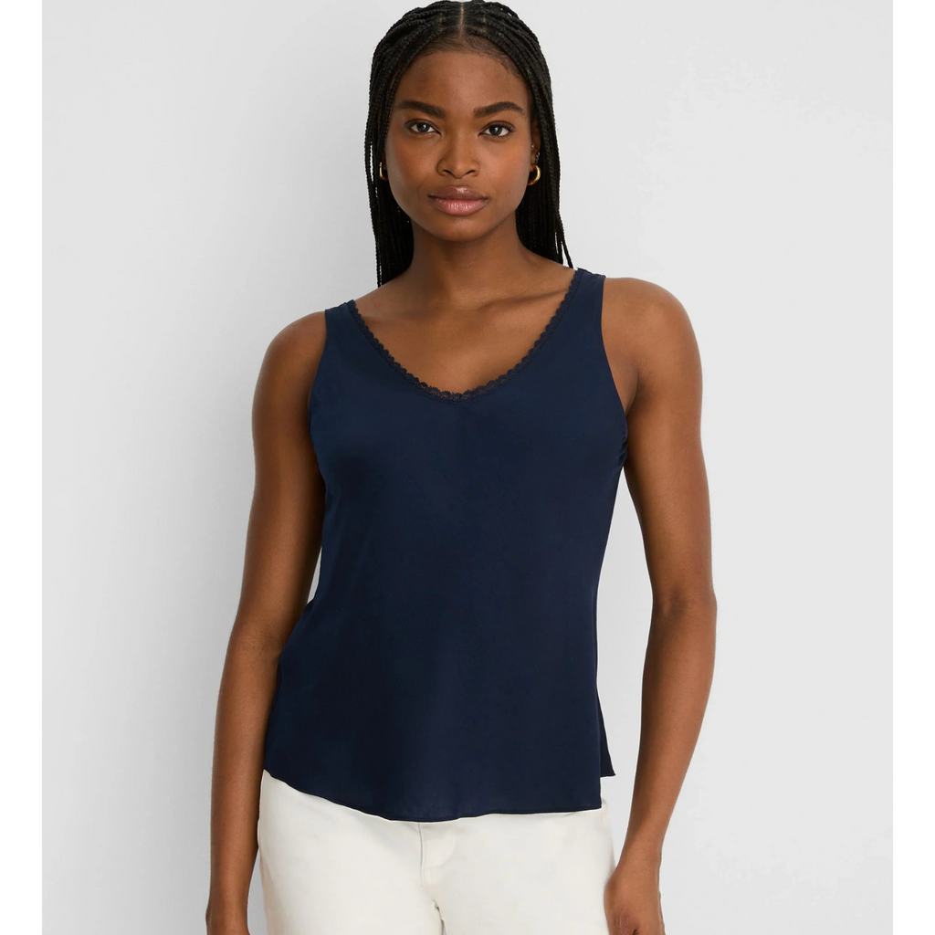 Lace Trim Day Gloss Tank - Dark Indigo