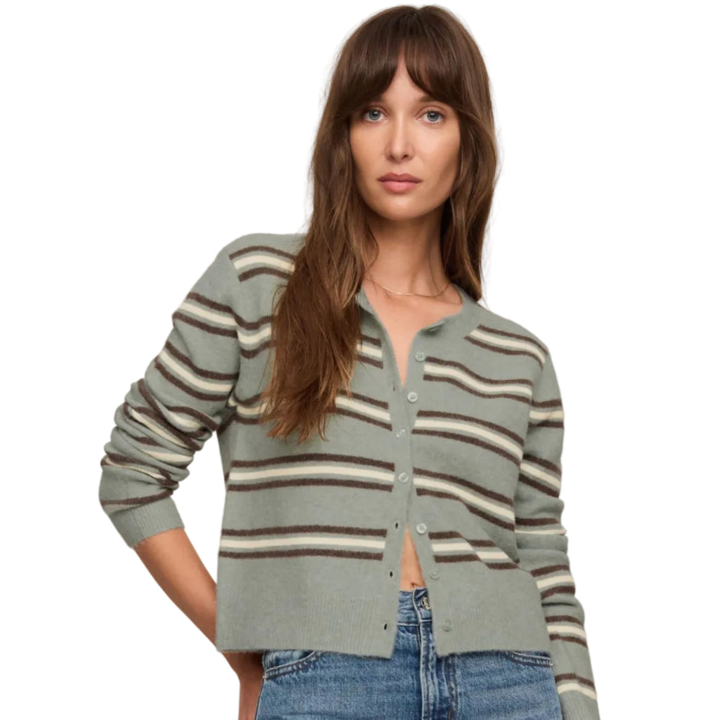 Medina Stripe Cardigan - Aqua Cloud