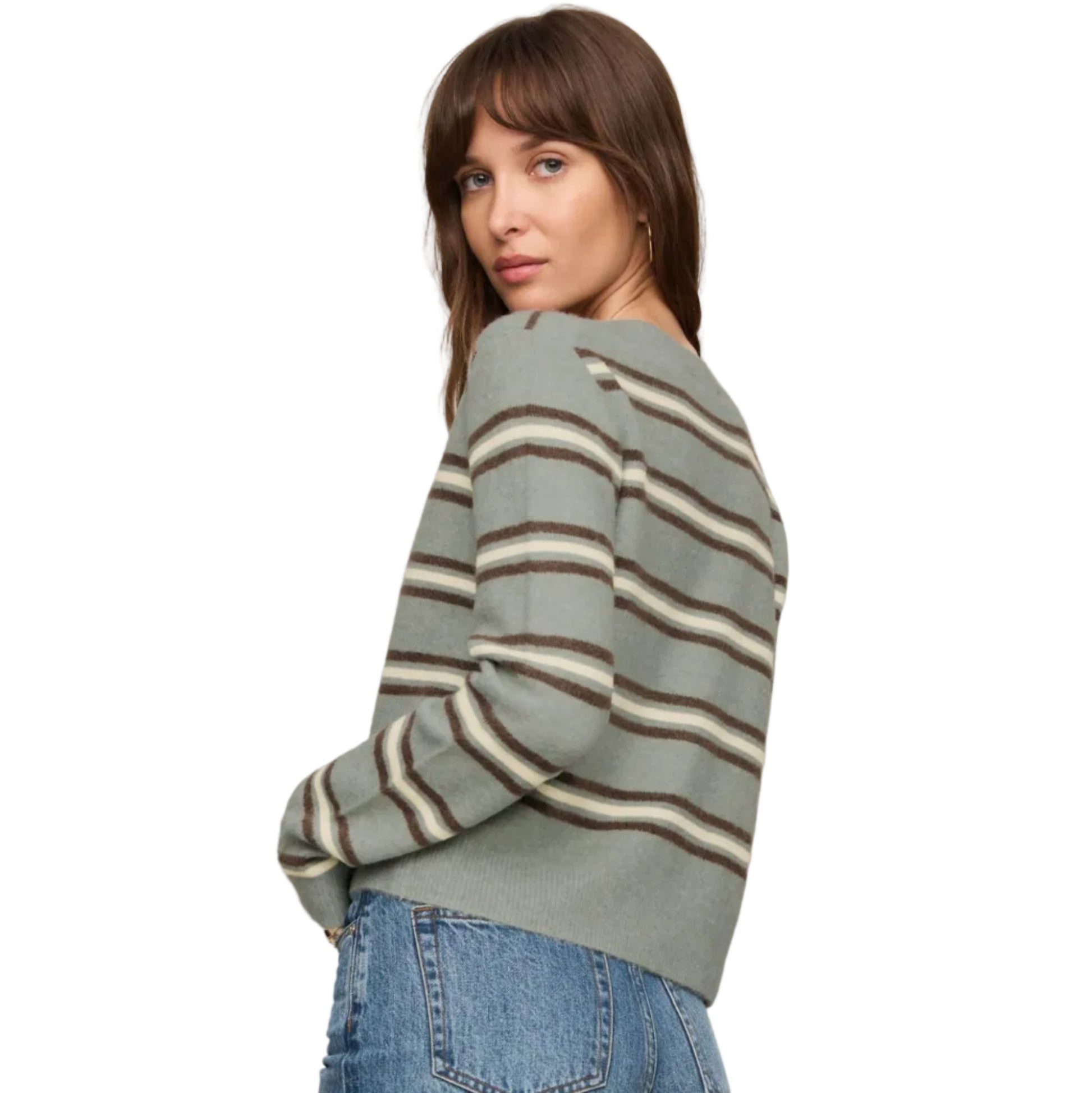 Medina Stripe Cardigan - Aqua Cloud