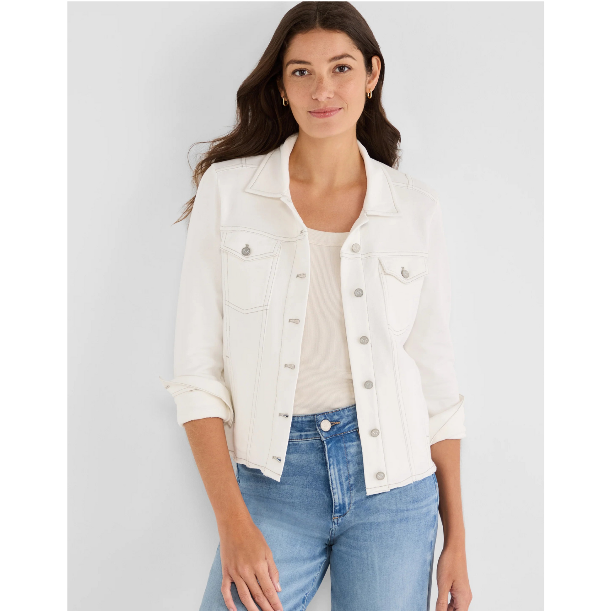 Denim Look Jacket - Paper White