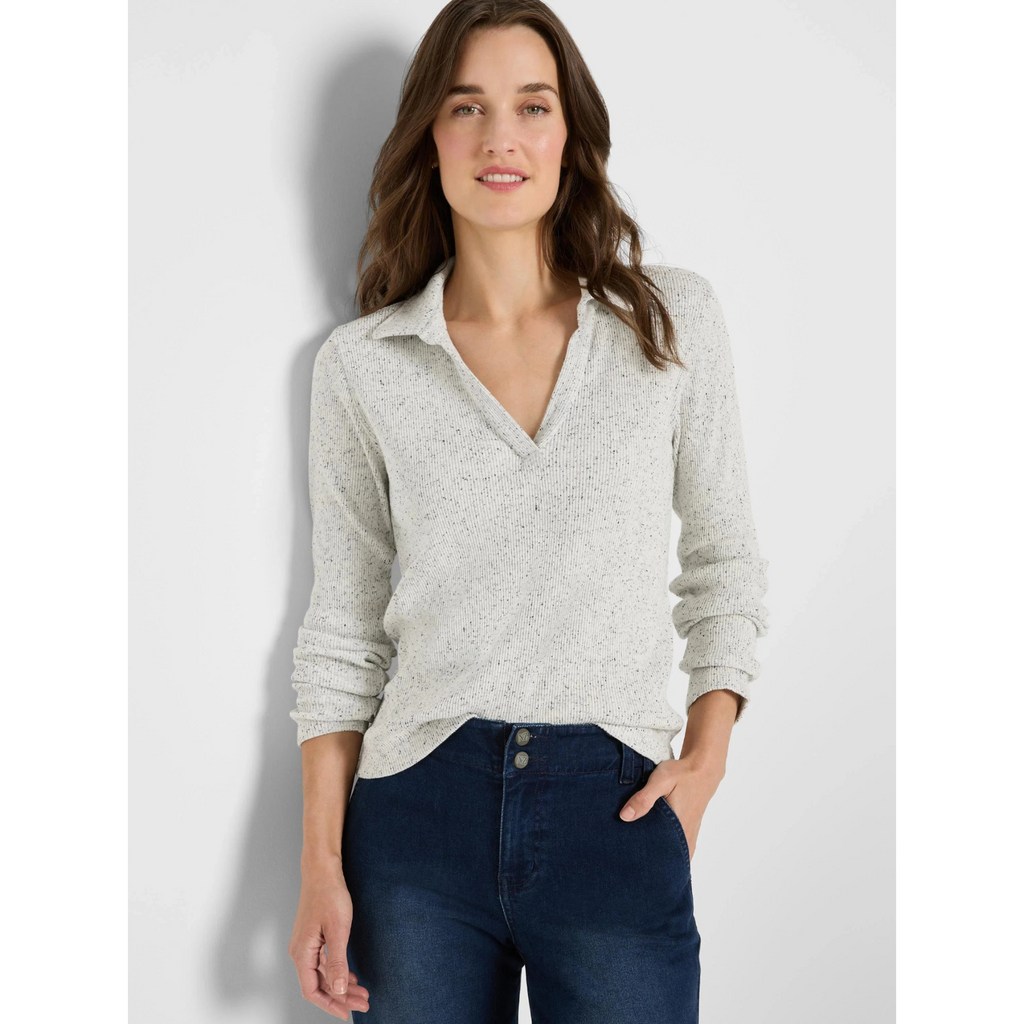 Rib Long Sleeve Polo - Reflection