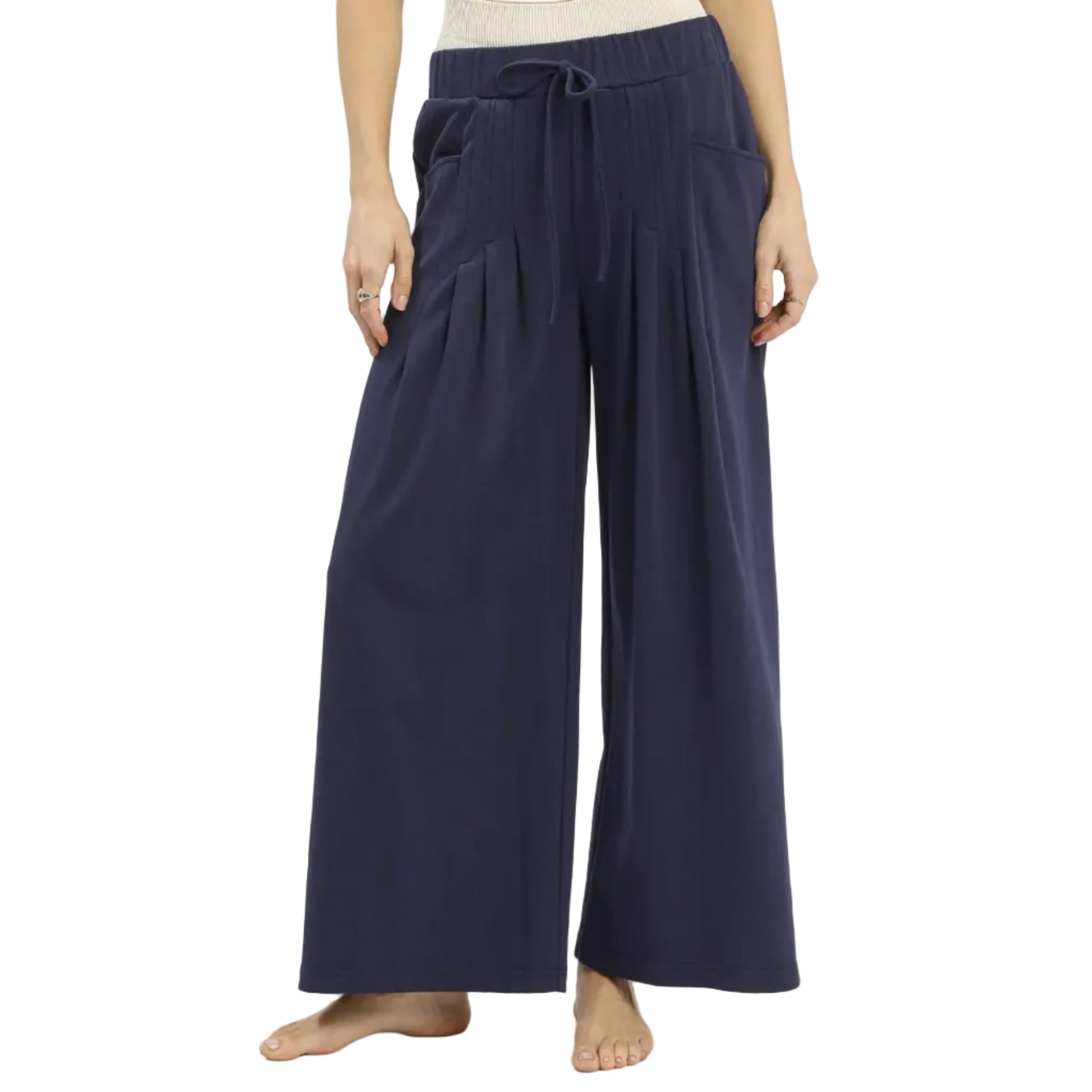 French Terry Wide Leg - Navy