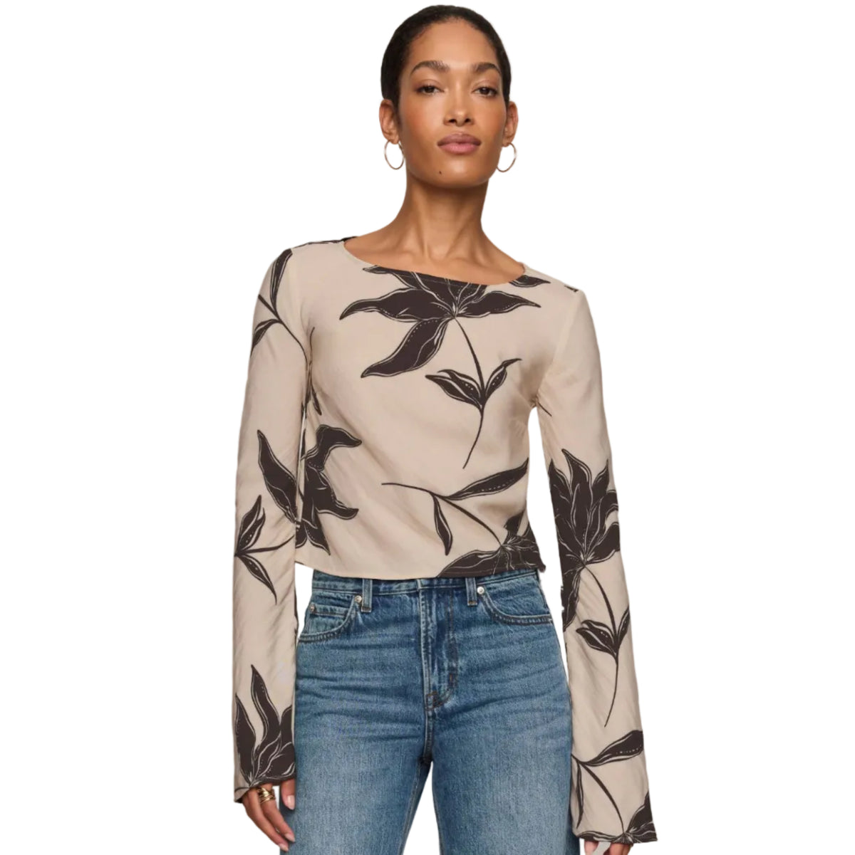 Nia Clem Floral Top - Soft Ecru
