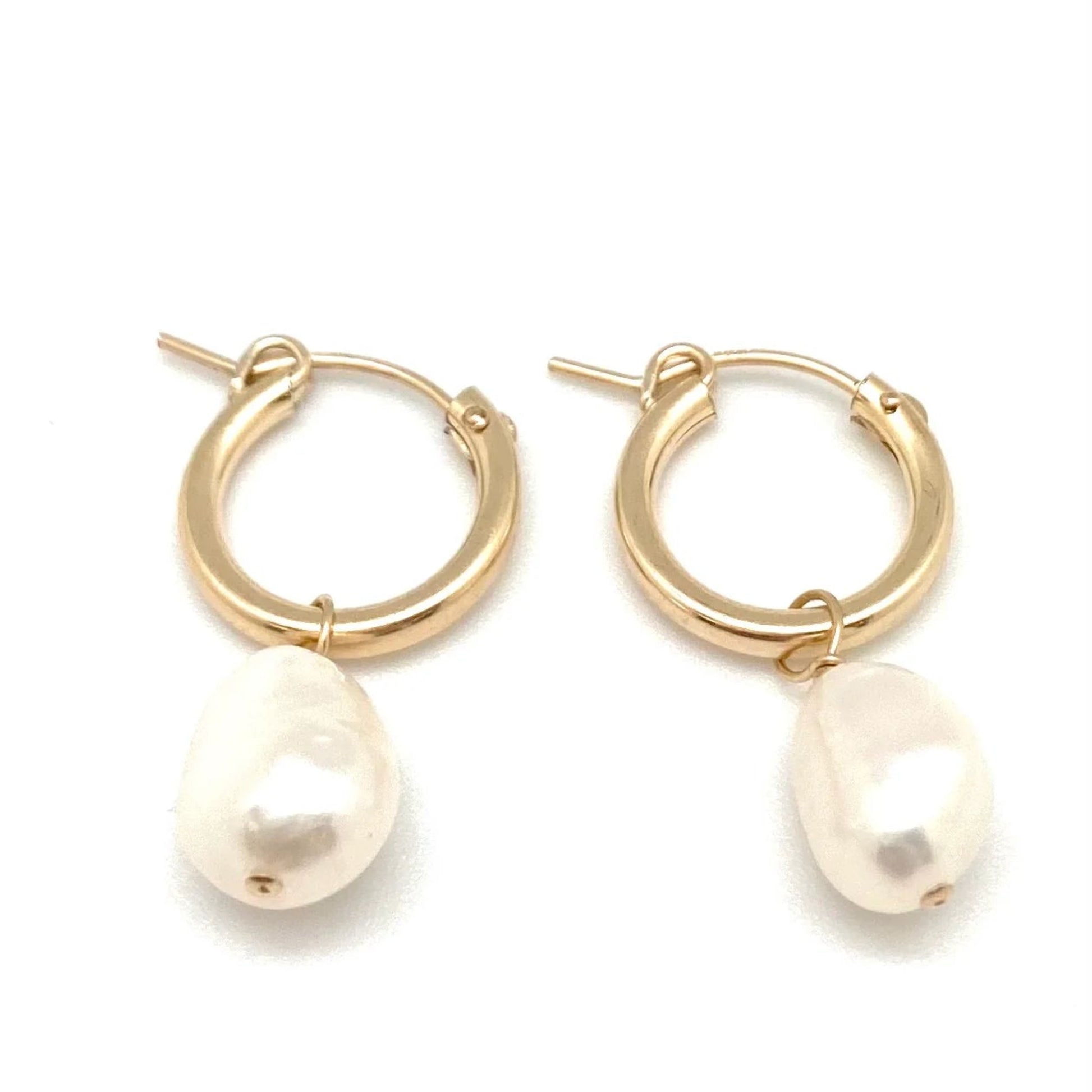 Gold Mini Nina Hoop w/ Pearl