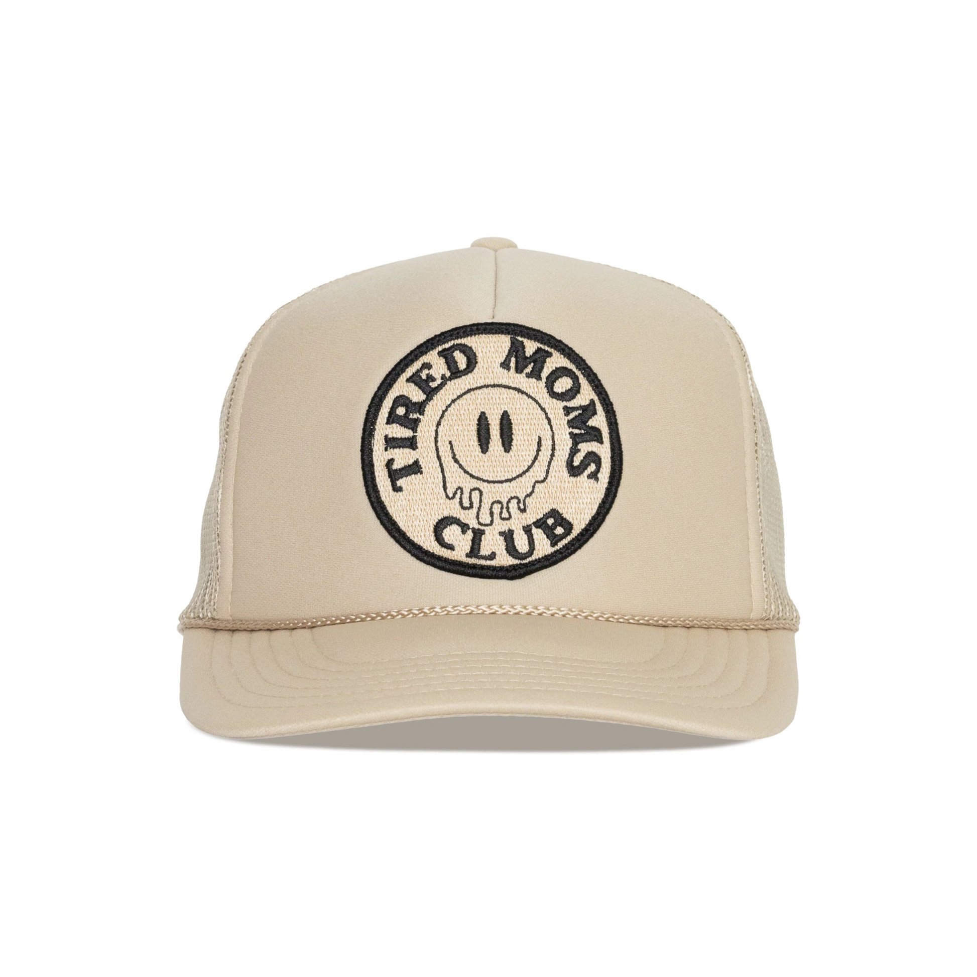Tired Moms Club Trucker Hat in Tan