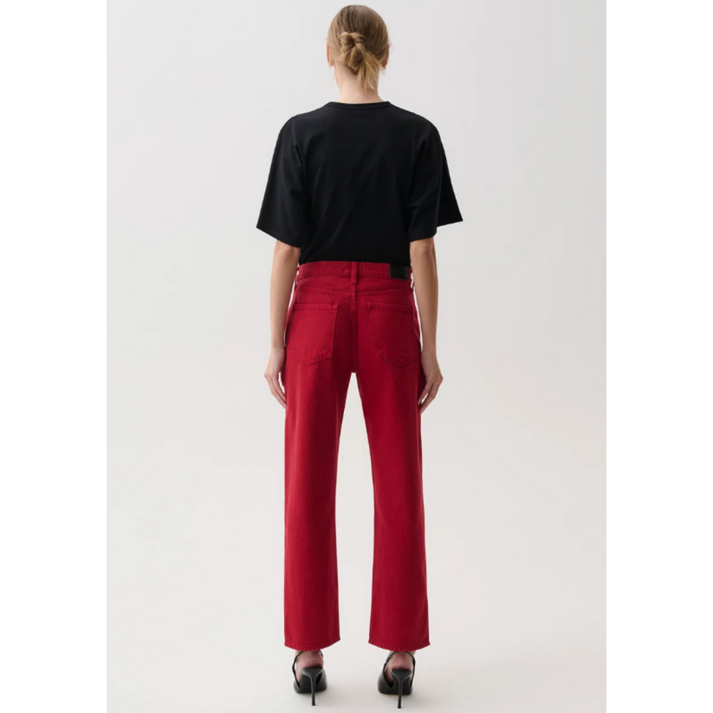 Lexi Mid Rise Bowed Straight - Savvy Red